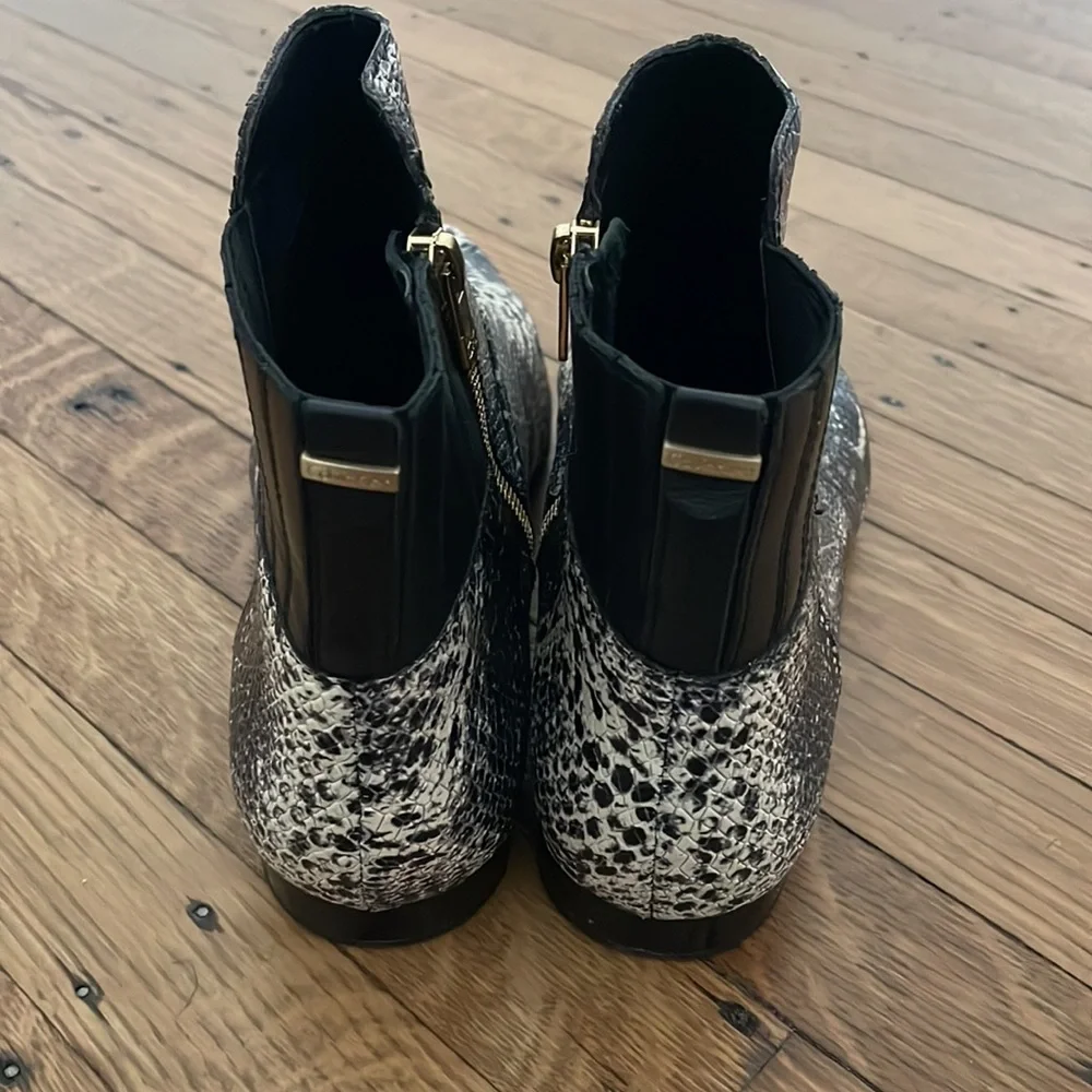 Calvin Klein Pointed Tie Snake Print Boots - Picture 4 of 5